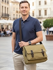 Χαμηλού Κόστους Ανδρικές τσάντες-Ανδρική τσάντα ώμου από καμβά, πολύχρωμη τσάντα ώμου μεγάλης χωρητικότητας με χιαστί ώμο, casual vintage τσάντα εργασίας για φορητό υπολογιστή για καθημερινές μετακινήσεις, υπαίθριες δραστηριότητες και χρήση γραφείου