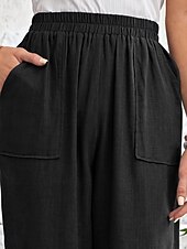 tanie spodnie proste-Damskie Typu Chino Urlop Moda Moda miejska Długość do łydki Wysoka talia Równina Kieszeń Elastyczny pas Wygodne Komfort Miękka Elastyczny Na zewnątrz Ulica Jasnoszary Wino Granatowy Morelowy Lato
