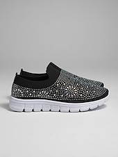 economico Sneakers da donna-scarpe da ginnastica slip-on da donna con strass rosa - tomaia in Flyknit traspirante, leggere &amp;scarpe sportive casual scintillanti per camminare, fare jogging, viaggiare, indossare ogni giorno