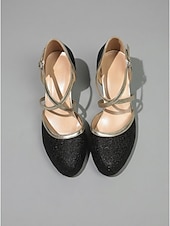 olcso 1920-as évek &amp; Gatsby-korszak-női fekete csillámos Mary Jane magassarkú – az 1920-as évek elegáns, keresztbe tett, bokapántos, blokksarkú cipője ezüst szegéllyel szalagavatókra, esküvőkre és esti rendezvényekre