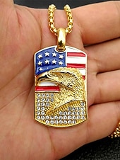  Vereinigte Staaten 250. Jubiläum Herren Legierung USA Flagge und Adler Anhänger Halskette erhältlich in Gold und Silber perfekt für USA Unabhängigkeitstag  Freizeitkleidung