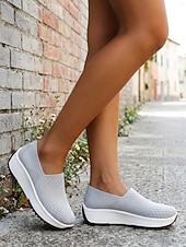cheap Women's Sneakers-Women's Purple Breathable Knit Slip-On Sneakers - Lightweight Walking Shoes for Daily Walking, Travel, Work, Shopping, Fitness &amp; Everyday Wear