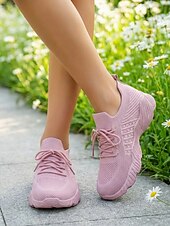 economico Sneakers da donna-scarpe da ginnastica casual da donna in Flyknit rosa - scarpe da ginnastica traspiranti, morbide e ammortizzate, comode da indossare ogni giorno, per viaggi, lavoro, shopping, fitness e attività