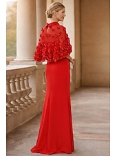 preiswerte Schlauch-Abendkleider-Schlauchkleid Bodenlang Abiballkleider Abendkleid Ballkleid Festliche Kleidung Elegant Halbarm Juwelenhals Hochzeitsgast Formeller Abend Herbsthochzeitsempfang mit Falten