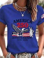 ieftine Ziua Independenței Top-Ziua Independenței Americane Pentru femei Tricou Imprimeu Grafic Ziua Independenței Epocă Stilat Clasic Manșon scurt Stil Nautic Topuri obișnuite Zilnic Albastru piscină Negru Alb Roz Îmbujorat