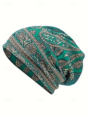 levne Dámské klobouky-Dámská bohémská čepice s paisley vzorem, měkká polyesterová vícebarevná pokrývka hlavy a nákrčník, lehký doplněk ve vintage stylu pro ženy, ideální pro každodenní nošení, dovolenou a cestování
