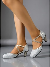 olcso 1920-as évek &amp; Gatsby-korszak-női fekete csillámos Mary Jane magassarkú – az 1920-as évek elegáns, keresztbe tett, bokapántos, blokksarkú cipője ezüst szegéllyel szalagavatókra, esküvőkre és esti rendezvényekre