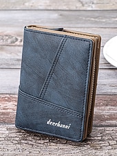 economico Portafogli-Portafoglio bifold da uomo in similpelle, opzioni multicolore, design multiscomparto di grande capacità con tasca portamonete con cerniera, porta carte sottile in stile casual per l'uso quotidiano e business casual