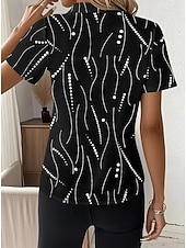 abordables Blouses rayées et géométriques-Chemise Femme À Manches Longues Blouse Boutonnée Graphique Géométrique Quotidienne Décontractée Chemisier À Manches Courtes Col Regular Tops Quotidien Blanc Été Printemps