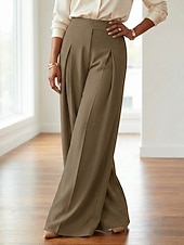 tanie szerokie nogawki i wysoki stan-Damskie Spodnie szerokie nogawki Spodnie Moda Moda miejska Pełna długość Wysoka talia Równina Kieszeń Ruched Butt Lifting Wysokie cięcie Komfort Oddychalność Miękka Średnio elastyczny Urlop Ulica