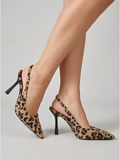 preiswerte Slingback-Pumps-Slingback-Pumps mit Leopardenmuster für Damen – elegante Stiletto-Pumps mit spitzer Zehenpartie und Tiermotiv für luxuriöse Hotel-Dinner, Cocktailpartys und elegante Abendgarderobe