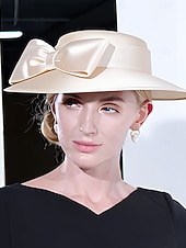 abordables Chapeaux de Fête-Chapeaux en lin doux élégants avec nœud 1PC mariage  soirée  soirée  Melbourne Cup tête à impression robes chapeaux jour de course