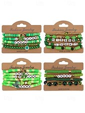 ieftine Accesorii-Set de brățări cu mărgele pentru femei de Ziua Sfântului Patrick, brățări cu pandantive din rășină și aliaj, bijuterii cu litere irlandeze cu trifoi în mai multe stiluri, perfecte pentru parade de sărbători, petreceri și ținute festive