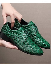abordables Chaussures Derby-Chaussures à lacets pour homme en similicuir rouge imprimé crocodile, un design tendance pour les occasions spéciales et les mariages.