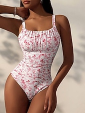 economico Costumi interi-Per donna Costumi da bagno Bikini Due pezzi Costume da bagno Snello Senza schiena Vacanza Abbigliamento da Spiaggia Floreale Scollo a Cucchiaio Senza Maniche Costumi da bagno