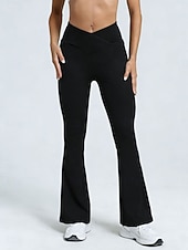 abordables Pantalon évasé pour femme-Femmes Pantalons Pantalon à pattes d'éléphant Pantalon décontracté Mode Streetwear Basique Longueur complète Taille haute Uni Avec Poches Taille Élastique Confort Haute Élasticité Quotidien Salle de
