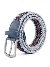 Недорогие Мужские ремни-Мужской эластичный плетеный пояс, полиэстер, различные цвета, идеально подходит для отдыха и повседневной носки.