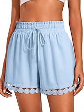 abordables Bermuda-Femmes Chinos Shorts Shorts d'été Vacances Mode Streetwear Court Taille haute Uni Cordon de serrage Dentelle Taille Élastique Confort Respirabilité Confortable Non Elastique Micro-Élastique Quotidien