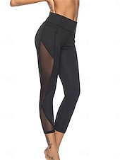 economico Leggings semplici-Per donna Pantaloni Leggings Vacanza Moda Streetwear Lunghezza al polpaccio Vita Alta Semplice Elastico in vita Rete Confortevole Elasticizzato Palestra Yoga Sport all'Aperto Nero Primavera Autunno