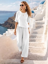 preiswerte Luxus Ko-ord Sets-Damen Onesie Sets Sexy Lässig Komfort Einfarbig Täglich Heim Rot orange Marineblau Schwarz Weiß Dunkelgrün Frühling Herbst