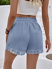 abordables Bermuda-Femmes Chinos Shorts Shorts d'été Vacances Mode Streetwear Court Taille haute Uni Cordon de serrage Dentelle Taille Élastique Confort Respirabilité Confortable Non Elastique Micro-Élastique Quotidien
