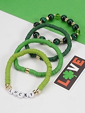 ieftine Accesorii-Set de brățări cu mărgele pentru femei de Ziua Sfântului Patrick, brățări cu pandantive din rășină și aliaj, bijuterii cu litere irlandeze cu trifoi în mai multe stiluri, perfecte pentru parade de sărbători, petreceri și ținute festive