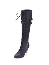 preiswerte Modische Stiefel-Kniehohe Schnürstiefel aus Leder für Damen mit schmalem Absatz – schicke Stiefel im Ausgeh-Stil, perfekt für Partys, Clubs, Abendveranstaltungen und Ausgeh-Looks.