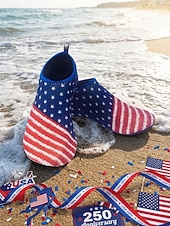 Wasserschuhe zum 250-jährigen Jubiläum der USA für Damen – bequeme Slipper mit Flaggenmuster für patriotische Veranstaltungen, Strandpartys und Sommerfeste