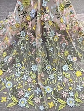 cheap Tea Length-A-Line Tea Length Cocktail Dresses Elegant Floral Short Sleeve Crew Neck Garden Party Wedding Lace with 3D Flowers Embroidery Appliques