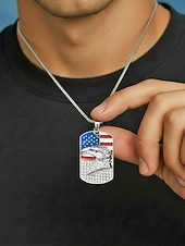  Vereinigte Staaten 250. Jubiläum Herren Legierung USA Flagge und Adler Anhänger Halskette erhältlich in Gold und Silber perfekt für USA Unabhängigkeitstag  Freizeitkleidung
