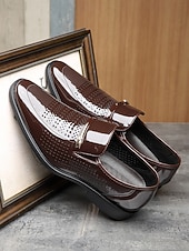 Χαμηλού Κόστους Μπαλαρίνες-Ανδρικά μοκασίνια από συνθετικό δέρμα σε μαύρο χρώμα, κομψά γαμήλια παπούτσια με slip-on για γαμπρούς και επίσημες εκδηλώσεις