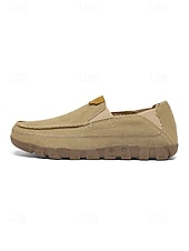 cheap Men-Men's Tan Slip-On Shoes, Soft Textile Upper, Durable Jute Sole, Relaxed Beachwear Style for Island &amp; Cruise, Summer Travel &amp; Leisure