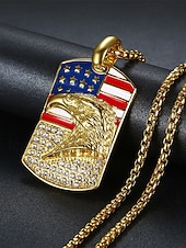  Vereinigte Staaten 250. Jubiläum Herren Legierung USA Flagge und Adler Anhänger Halskette erhältlich in Gold und Silber perfekt für USA Unabhängigkeitstag  Freizeitkleidung
