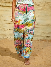 preiswerte weites Bein und hohe Taille-Traumhafte Vintage-Hosen aus seidigem Satin