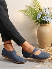 Недорогие Женская обувь на плоской подошве-Женские повседневные балетки «Мэри Джейн» с широкой стопой – удобная обувь в винтажном стиле для женщин с широкой стопой, для повседневной носки, прогулок, работы, путешествий, шопинга, прогулок в саду и повседневной носки.
