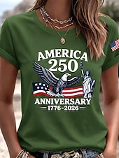 ieftine Ziua Independenței Top-Ziua Independenței Americane Pentru femei Tricou Imprimeu Grafic Ziua Independenței Epocă Stilat Clasic Manșon scurt Stil Nautic Topuri obișnuite Zilnic Albastru piscină Negru Alb Roz Îmbujorat