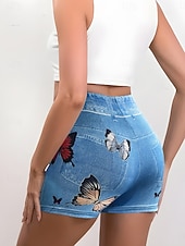preiswerte -Damen Chinos Shorts Streetwear Lässig Kurz Mittlere Taillenlinie Schmetterling Drucken Bequem Dehnbar Täglich Heim Outdoor Blau Königliches Blau Hellblau Sommer Frühling Lässiger Schnitt