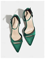 economico Madre della Sposa/Sposo-décolleté da donna in raso verde smeraldo - eleganti scarpe da mamma sposa con tacco a blocco e cinturino alla caviglia per matrimoni in giardino, ricevimenti all'aperto &amp;gala estivi formali