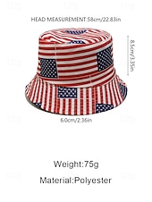  כובע דלי לנשים מפוליאסטר עם הדפס דגל ארה"ב, מושלם לציון 250 שנה לארה"ב, יום העצמאות וללבוש יומיומי קז'ואל