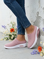 Χαμηλού Κόστους Γυναικεία Sneakers-Γυναικεία κόκκινα casual αθλητικά mules με πλατφόρμα αέρα - αναπνεύσιμο πλέγμα στο πάνω μέρος, ελαφριά και άνετα παπούτσια για περπάτημα για γυναίκες, ιδανικά για καθημερινή χρήση, ταξίδια, ψώνια,