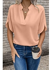 economico T-shirt semplice-Blusa Top eleganti Per donna Nero Bianco Giallo Tinta unita / tinta unita Sexy Giornaliero Elegante A V Standard S