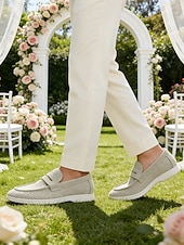 halpa Loafers-Miesten harmaat loaferit, hengittävä päällinen ja pehmustettu pohja, tyylikkäät ja mukavat puutarhahäihin, virallisiin kokoontumisiin ja elegantteihin juhliin