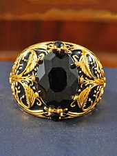 cheap Men's Jewelry-Men's Vintage Royal Court Style Ring, Alloy Material with Black Gemstone, Perfect for Weddings and Parties