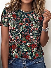 economico T-shirt Boho-Per donna Maglietta Stampato Floreale Grafico Paisley Bohemien Vintage Elegante Manica Corta Girocollo Scollo a V Top lunghi Quotidiano Uscire Weekend Blu Nero Verde chiaro Viola Verde Estate