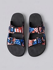 Χαμηλού Κόστους Γυναικεία παπούτσια-Η 250η Επέτειος των Ηνωμένων Πολιτειών Γυναικεία Σάνδαλα με Πολύχρωες Πεταλούδες και Ρυθμιζόμενο Μπuckle – Ζωντανά Καλοκαιρινά Σάνδαλα Slip-On για Παραλία Διακοπές και Casual Χρήση