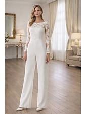 Χαμηλού Κόστους Φορέματα βραδινής χορού-Ολόσωμη φόρμα Μακρύ Φορεματα για γαμο Απλός Καθημερινό Μακρυμάνικο Λαιμός ψευδαίσθησης Δαντέλα Ύφασμα Stretch με Ζωνάρια / Κορδέλες Κρυστάλλινη λεπτομέρεια Διακοσμητικά Επιράμματα