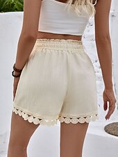 abordables Bermuda-Femmes Chinos Shorts Shorts d'été Vacances Mode Streetwear Court Taille haute Uni Cordon de serrage Dentelle Taille Élastique Confort Respirabilité Confortable Non Elastique Micro-Élastique Quotidien