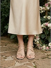 preiswerte Hochzeitsgast-Nudefarbene Riemchensandalen mit Blockabsatz – elegante, niedrige Schuhe mit eckiger Spitze für Hochzeitsgäste, ideal für Gartenhochzeiten und Partys im Freien. &amp;Sommerveranstaltungen