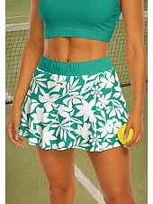 baratos Saias e Skorts Femininos-Mulheres Floral Saia casual Saia de tênis Patchwork Bolsos 2 em 1 UPF50+ Resistente a UV Com bolsos Voleibal Tênis Badminton Calção Saias Vinho Azul Marinho Verde Escuro Roupas de tênis