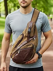 economico Borselli da uomo-Borsa a tracolla da uomo in tela, zaino casual a tracolla di grande capacità, zaino sportivo vintage da esterno per viaggi quotidiani, escursionismo, ciclismo, palestra, lavoro e uso quotidiano casual